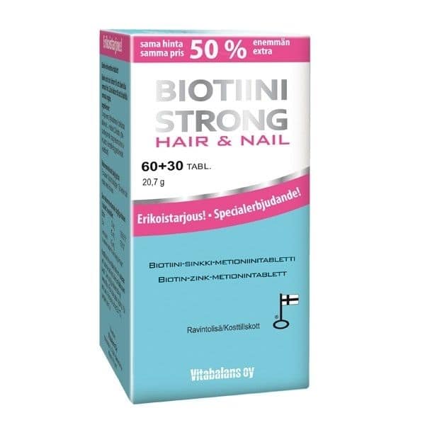 Biotiini strong hair & nail 60 + 30 tabl - Vitabalans