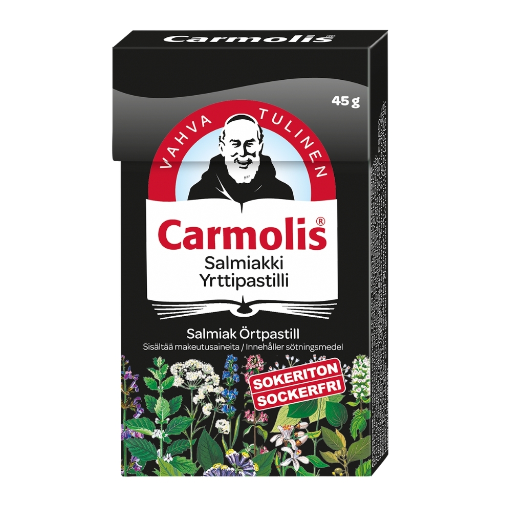 Carmolis Sokeriton Salmiakkipastilli 45g Carmolis Sokeriton Salmiakkipastilli 45g