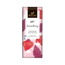 Foodin Raakasuklaamansikka 53% 40 g