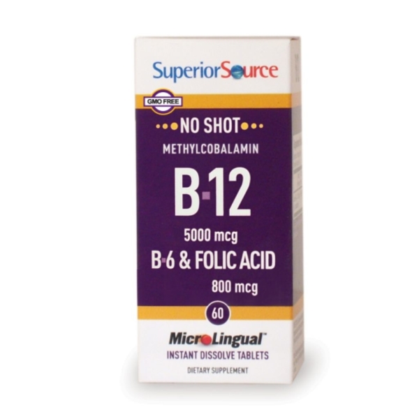 Superior Source B12-vitamin 5000 µg + B6 + Folic acid 800 µg 60 tabl