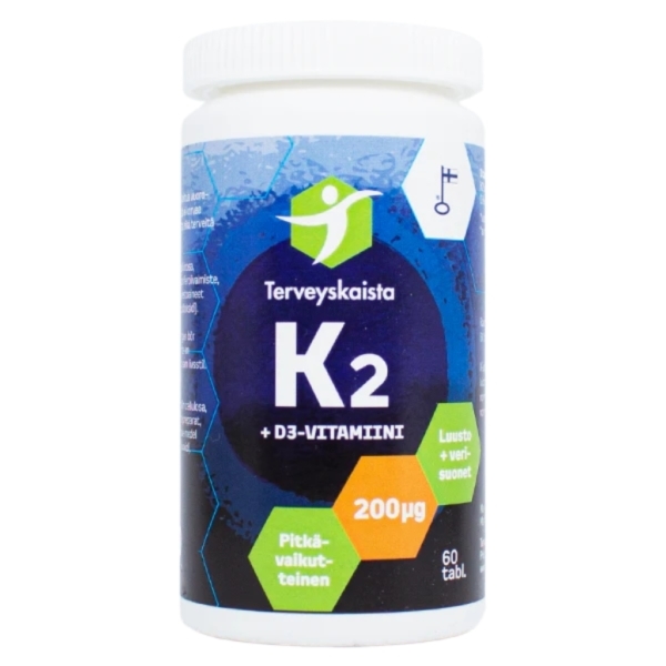 Pitkävaikutteinen K2+D3 60 tabl - Terveyskaista