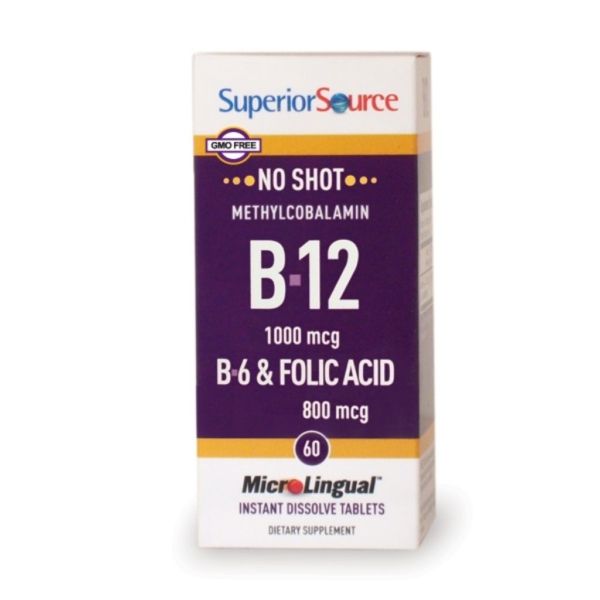 Superior Source B12-vitamiini 1000 µg + B6 & Foolihappo 800 µg 60 tabl