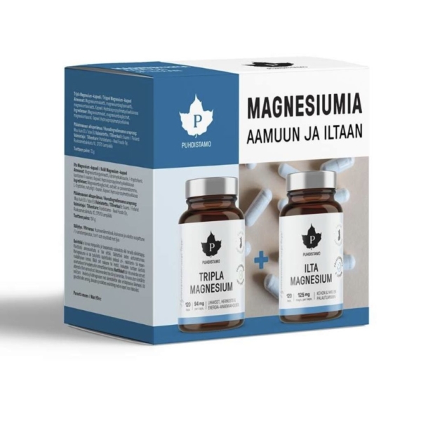 Puhdistamo Tuplapakkaus - Tripla Magnesium 120 kaps & Ilta Magnesium 120 kaps