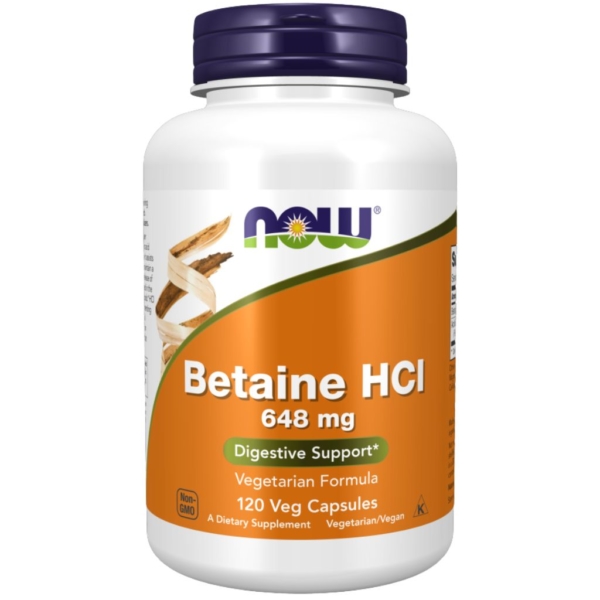 Betaine HCL 648mg + pepsin 120 kaps - Now Foods