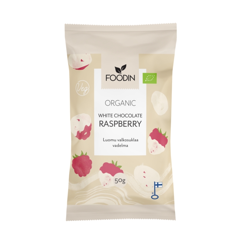 Valkosuklaavadelma luomu 50g - Foodin Valkosuklaavadelma luomu 50g - Foodin