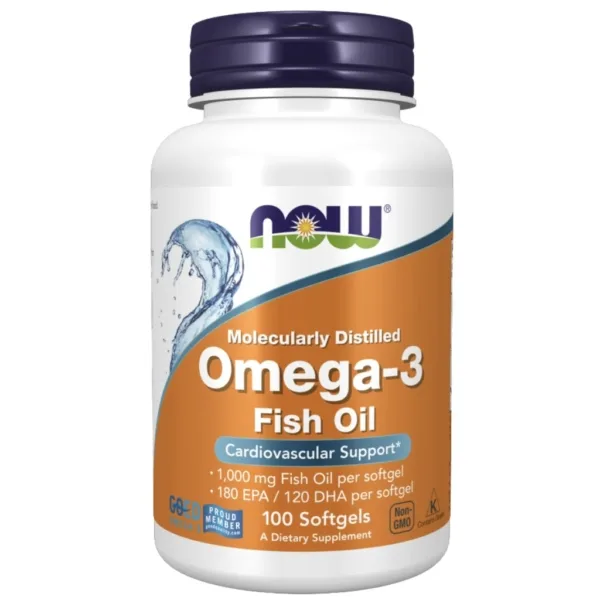 Omega-3 Fish oil 1000mg 180 EPA/ 120 DHA 100 kaps - Now Foods