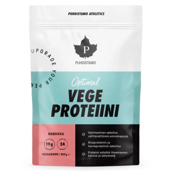 Puhdistamo Optimal Vegeproteiini mansikka 600 g