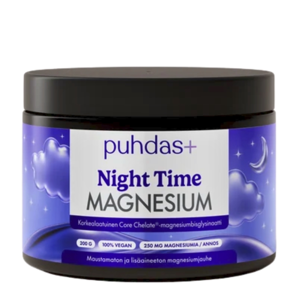 Puhdas+ Night Time Magnesiumglysinaatti 200g Puhdas+ Night Time Magnesiumglysinaatti 200g