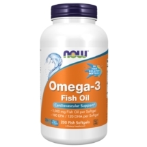 Omega-3 Fish oil 1000mg 180 EPA/ 120 DHA 200 fish softgels - Now Foods