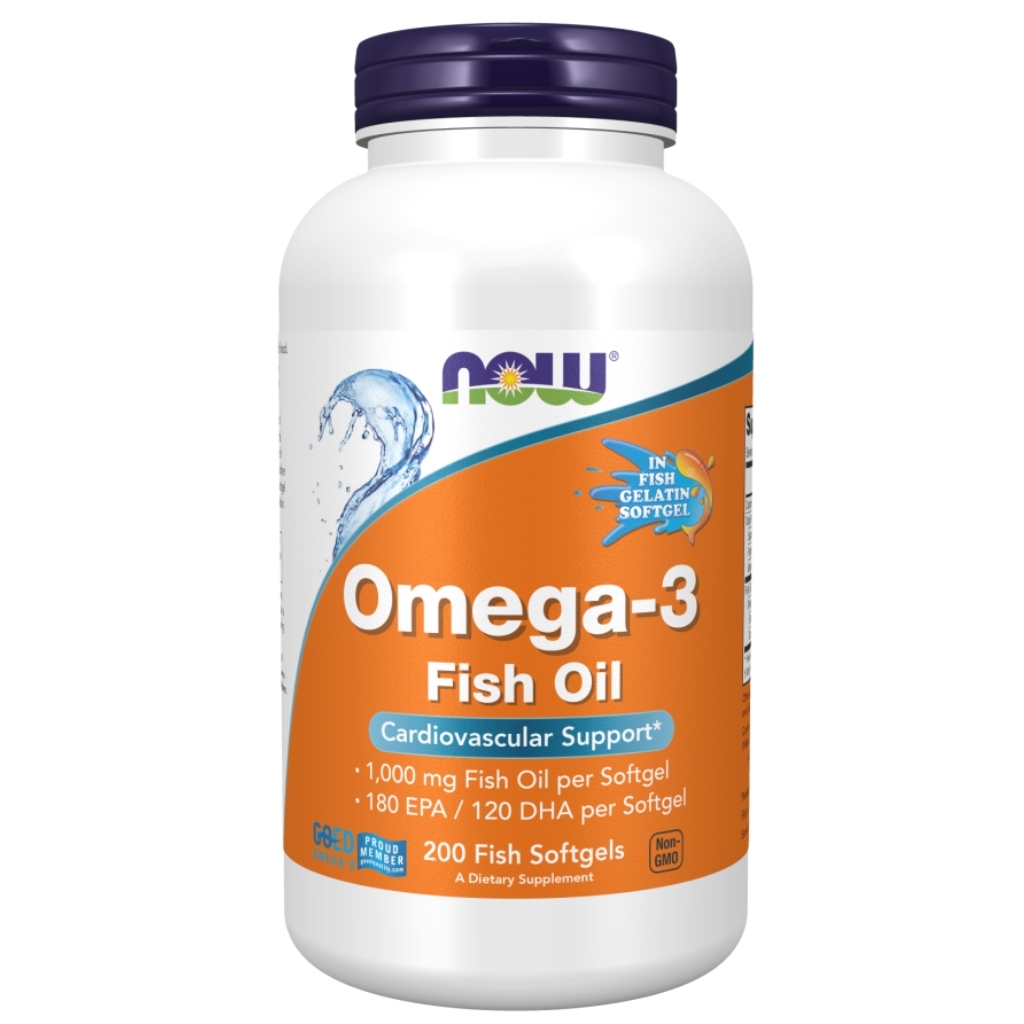 Omega-3 Fish oil 1000mg 180 EPA/ 120 DHA 200 fish softgels - Now Foods Omega-3 Fish oil 1000mg 180 EPA/ 120 DHA 200 fish softgels - Now Foods