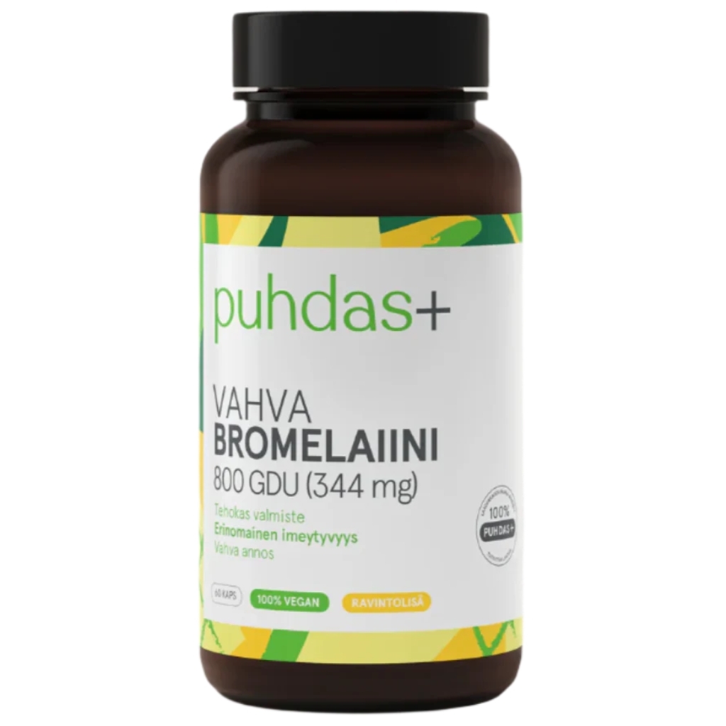 Puhdas+ Vahva Bromelaiini 800 GDU 344mg 60 kaps Puhdas+ Vahva Bromelaiini 800 GDU 344mg 60 kaps