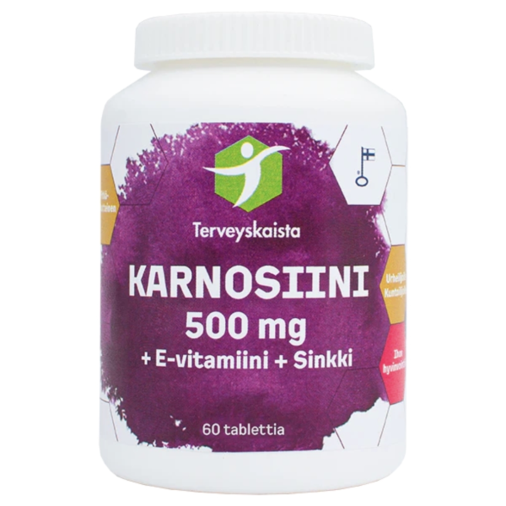 Karnosiini + E-vitamiini + Sinkki 60 tabl - Terveyskaista Karnosiini + E-vitamiini + Sinkki 60 tabl - Terveyskaista